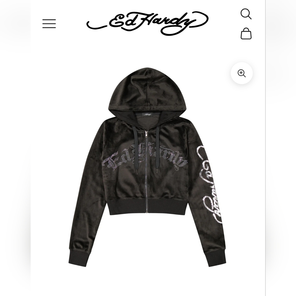 Ed Hardy Tiger Head Y2K Velour Hoodie